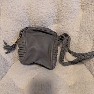 Brio! Gray Leather Handbag Purse Vintage 80s